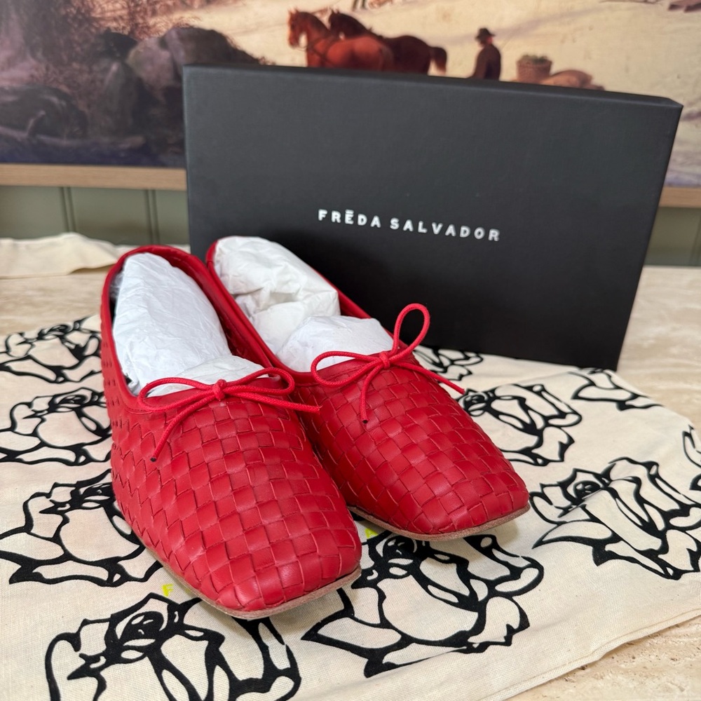 Freda Salvador Jada Square Toe Ballet Flats Red Crimson / US 8